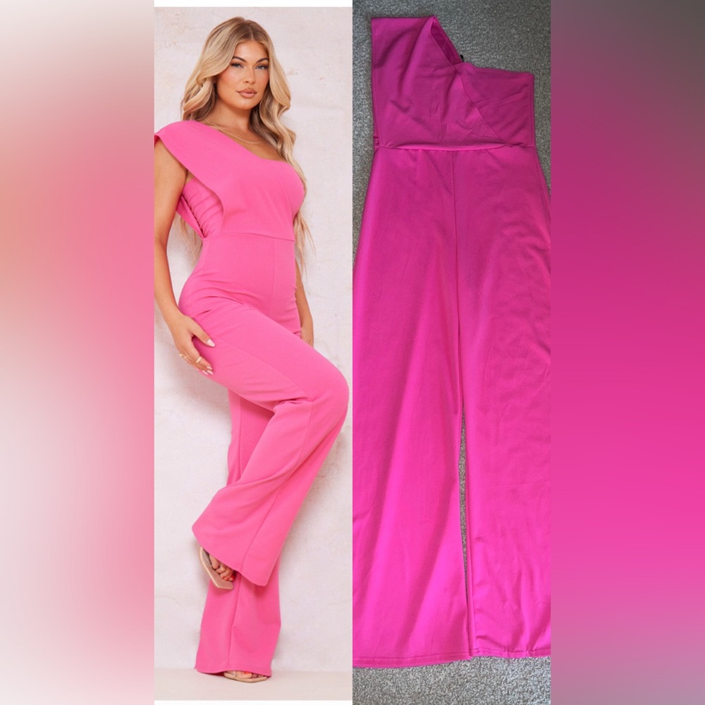 PrettyLittleThing Bold Pink Asymmetric Jumpsuit